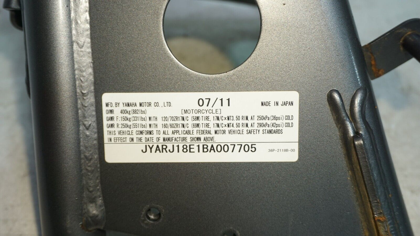 2009 -17 Yamaha FZ6R FZ6 Main Frame Chassis STRAIGHT CLN EZ REG Doc 160217 OEM