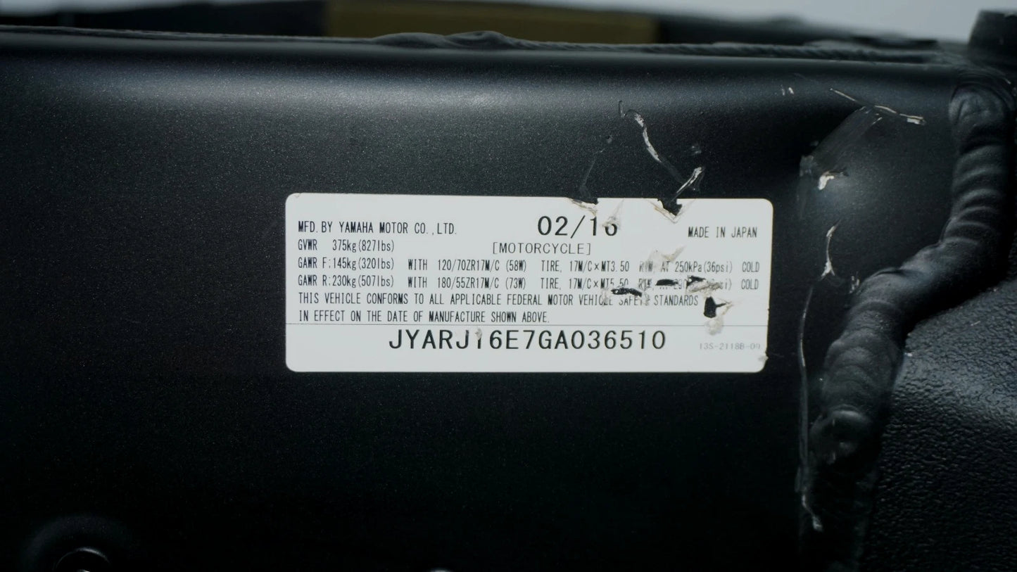 2016 08-16 Yamaha YZF-R6 YZFR6 Main Frame Chassis CLEAN 308005 EZ REGISTER OEM