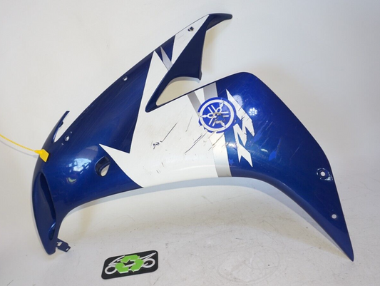 2004 2005 YAMAHA YZF R1 LEFT MID FAIRING SIDE COWL PLASTIC BLUE COWLING GOOD